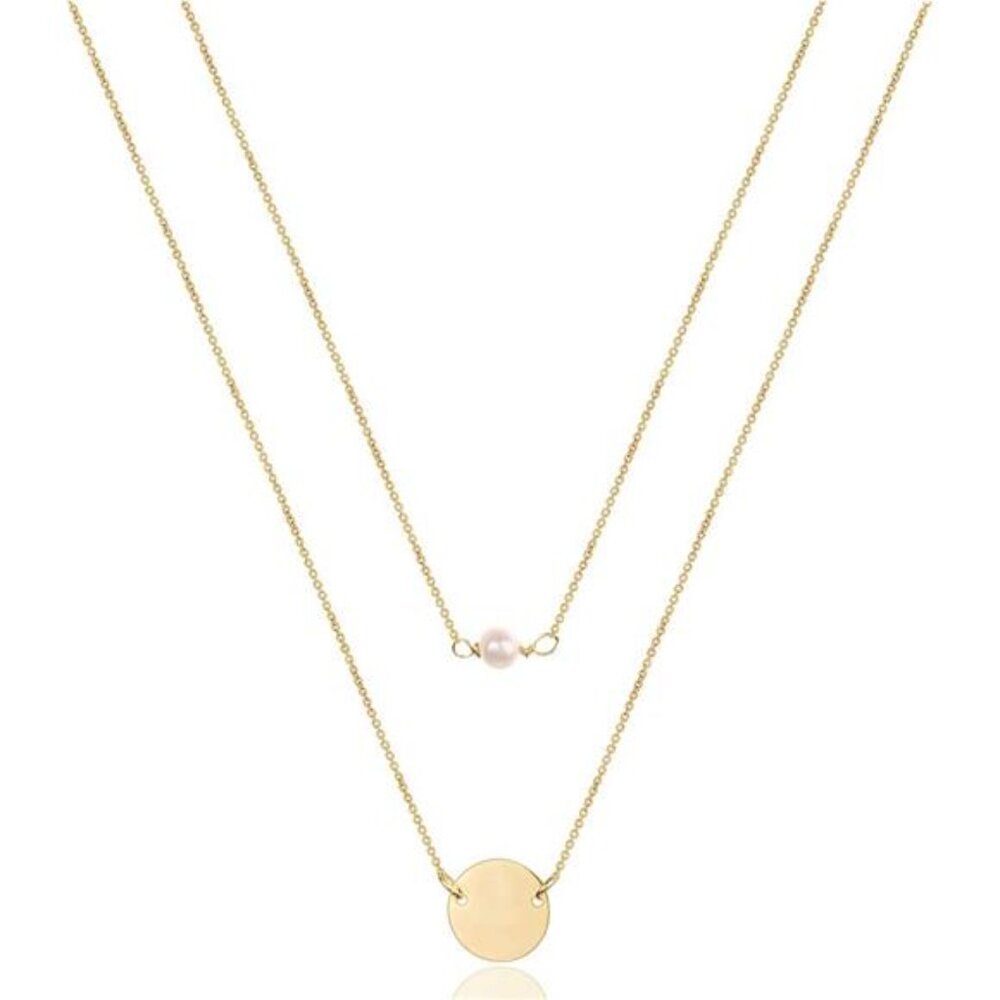 Dainty Layered Choker Necklace, Handmade 14K Gold Plated Y Pendant